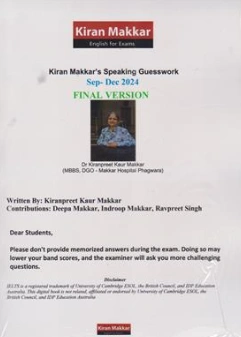 کتاب انگلیش فور اگزم اسپیکینگ مک کار آیلتس (english for exams kiran makkars speaking guesswork  sep-dec 2024) اثر دکتر کیرانپریت مک کار نشر جنگل