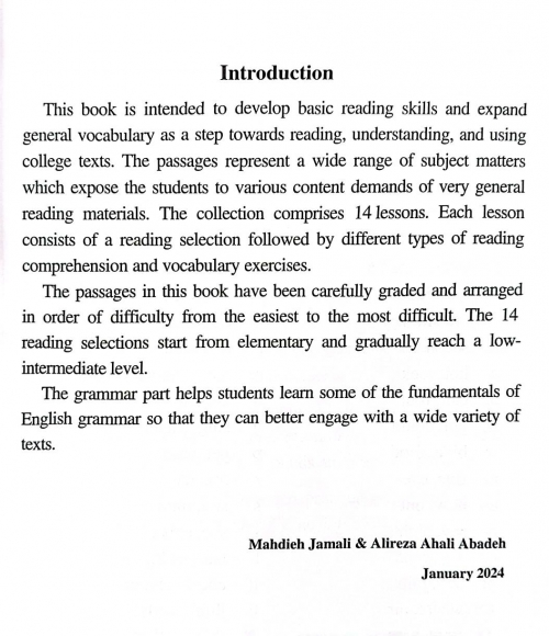 کتاب ریدینگ انگلیش (A Basic English Course in Reading and Structure) اثر علیرضا اهالی آباده نشر آواز قلم سدید 3